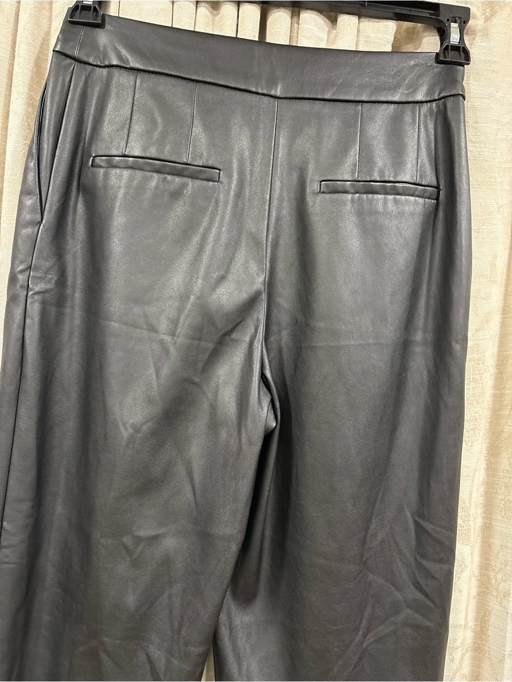 Express Black Faux Leather High-Rise Pleated Trousers - Picture 7 of 11